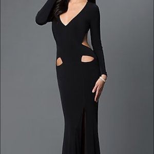 Side cut and open back floor length dress